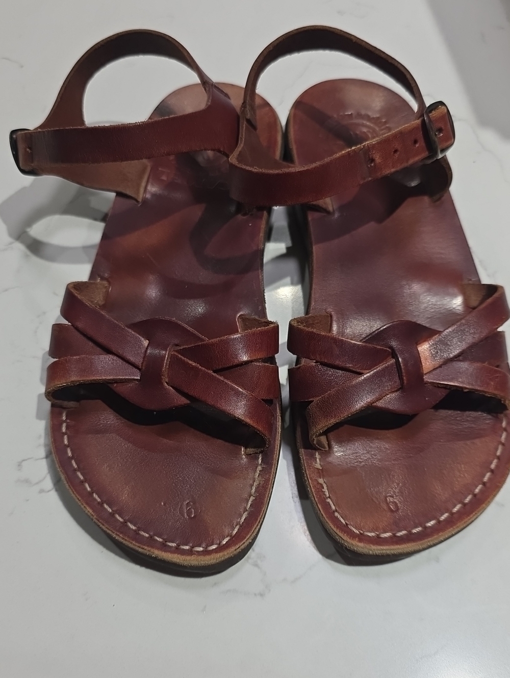 Camel Women's Brown Leather Strappy Sandals SZ 9